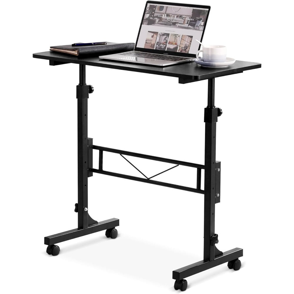 Portable Rolling Small Computer Desk, Adjustable Height, 32 Inch